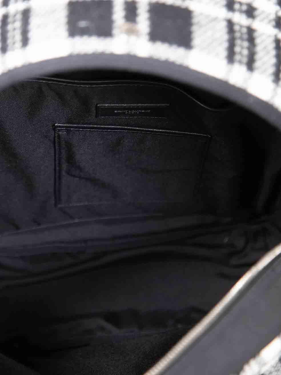 Saint Laurent Black Wool Tartan Pattern City Backpack For Sale 1
