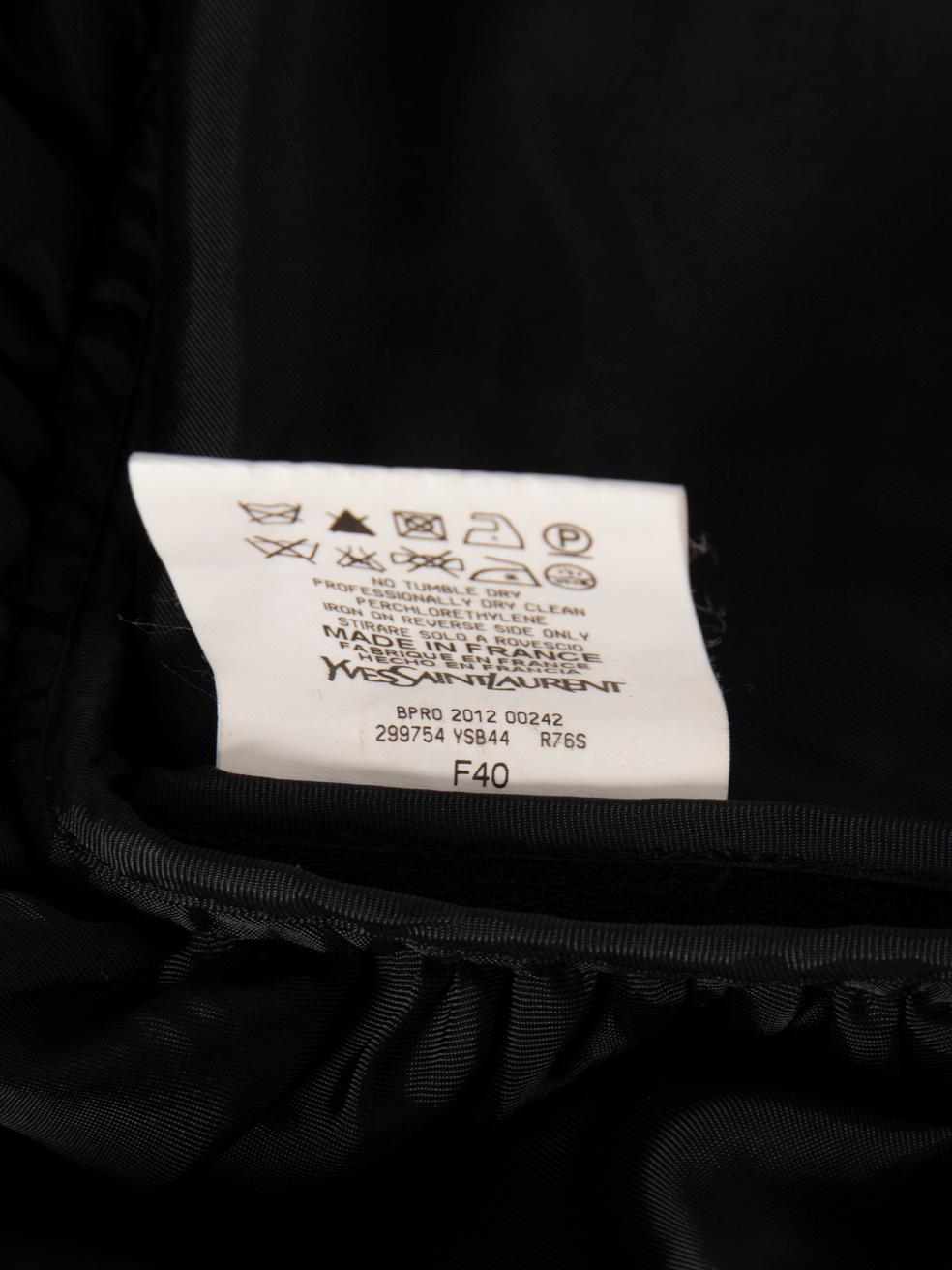 Saint Laurent Black Wool V Neck Ruched Dress Size L For Sale 3
