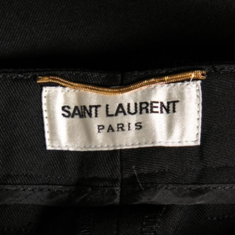 Women's Saint Laurent Black Wool Zipped Hem Detailed Tapered Pants L For Sale