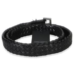 Saint Laurent  Black Woven Lambskin Cassandre 38mm Belt 80/32