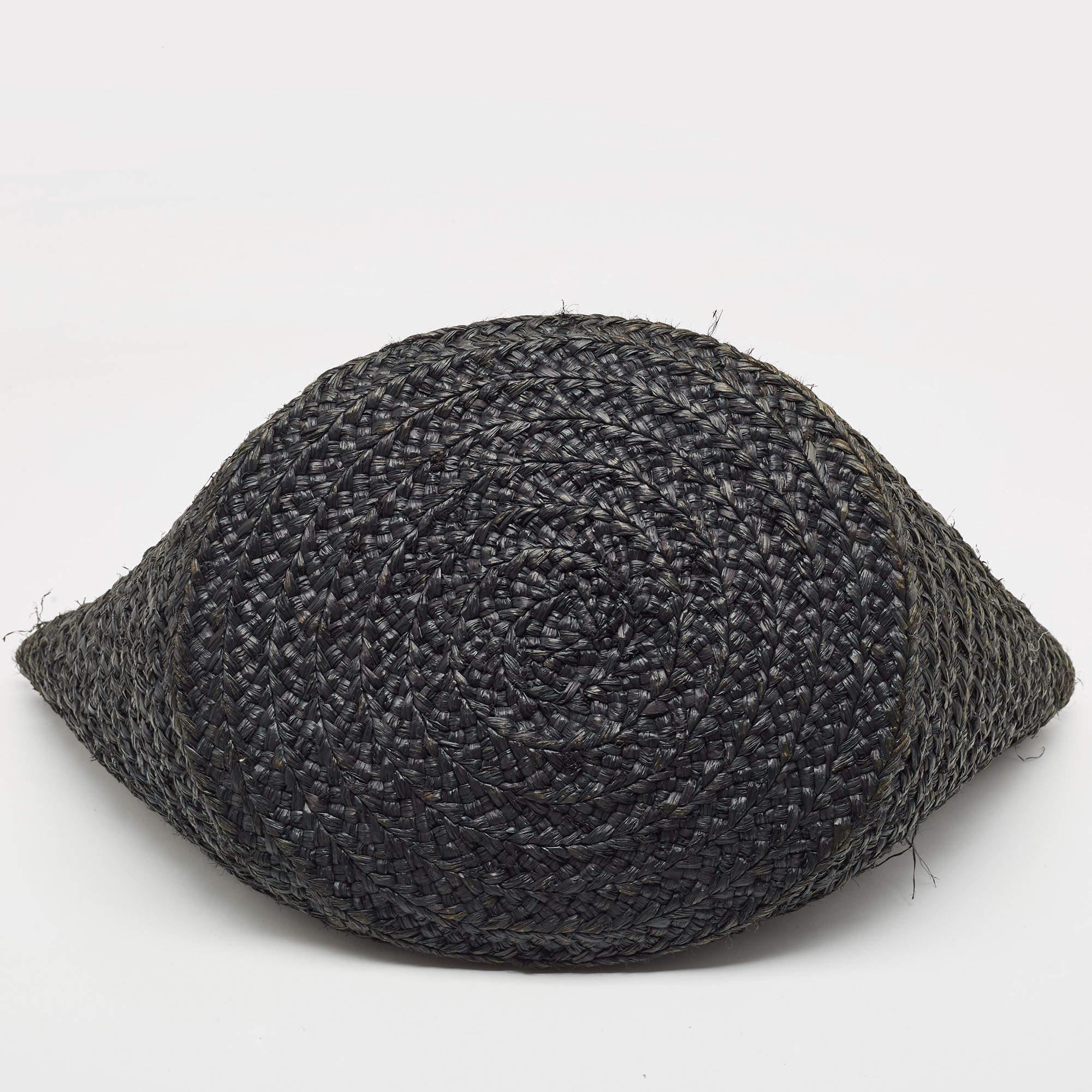 Saint Laurent Black Woven Raffia and Leather Basket Bag 1