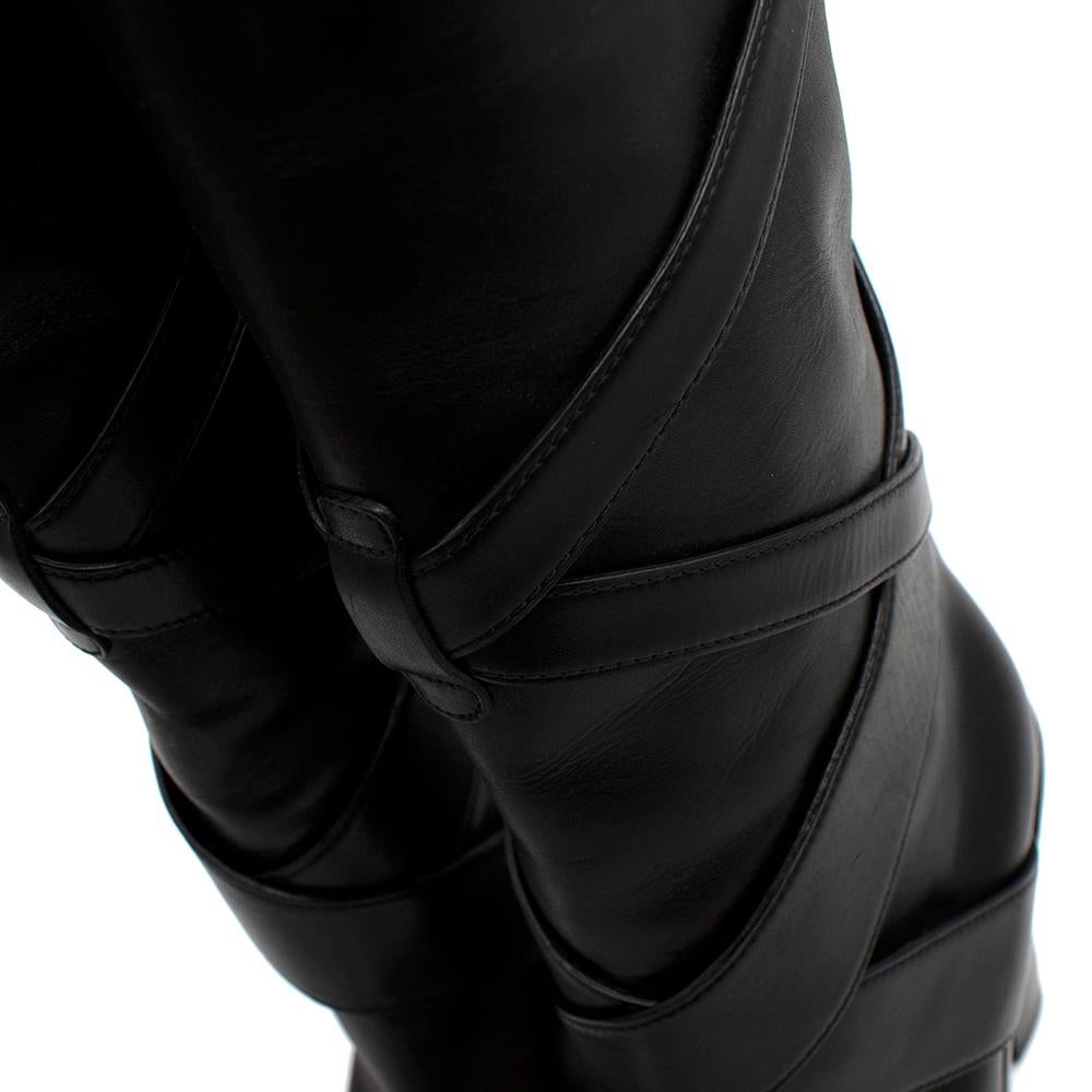 Saint Laurent Black Wraparound Leather Boots 38 For Sale 4