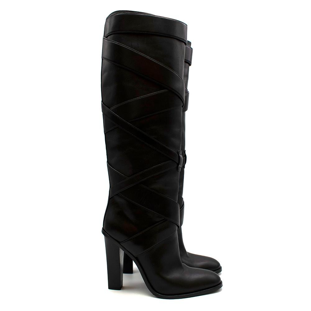 Saint Laurent Black Wraparound Wooden Heel Tall Boot

- Chunky wooden black heel
-Wide wooden outer-base 
- Leather wraparound detailing
- Squared almond toe shape
- Heavy weight material
- Heavy weight material

Made in Italy

Fabric