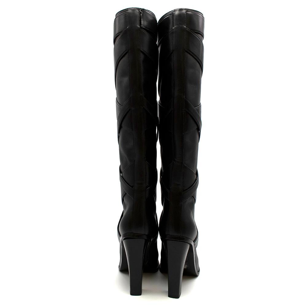 Saint Laurent Black Wraparound Leather Boots - Size EU 38 In Excellent Condition For Sale In London, GB