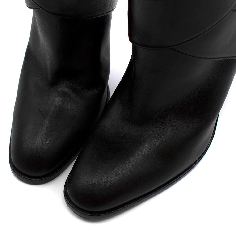 Saint Laurent Black Wraparound Leather Boots - Size EU 38 For Sale 5