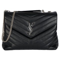 SAINT LAURENT Black Y Quilted Calfskin Leather LouLou