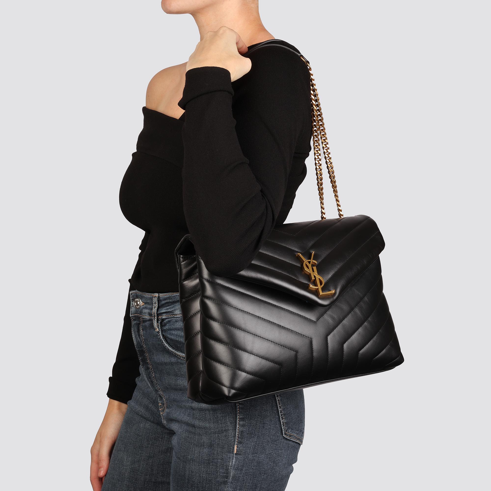 SAINT LAURENT Schwarzes Y gestepptes Kalbsleder Medium Loulou 6