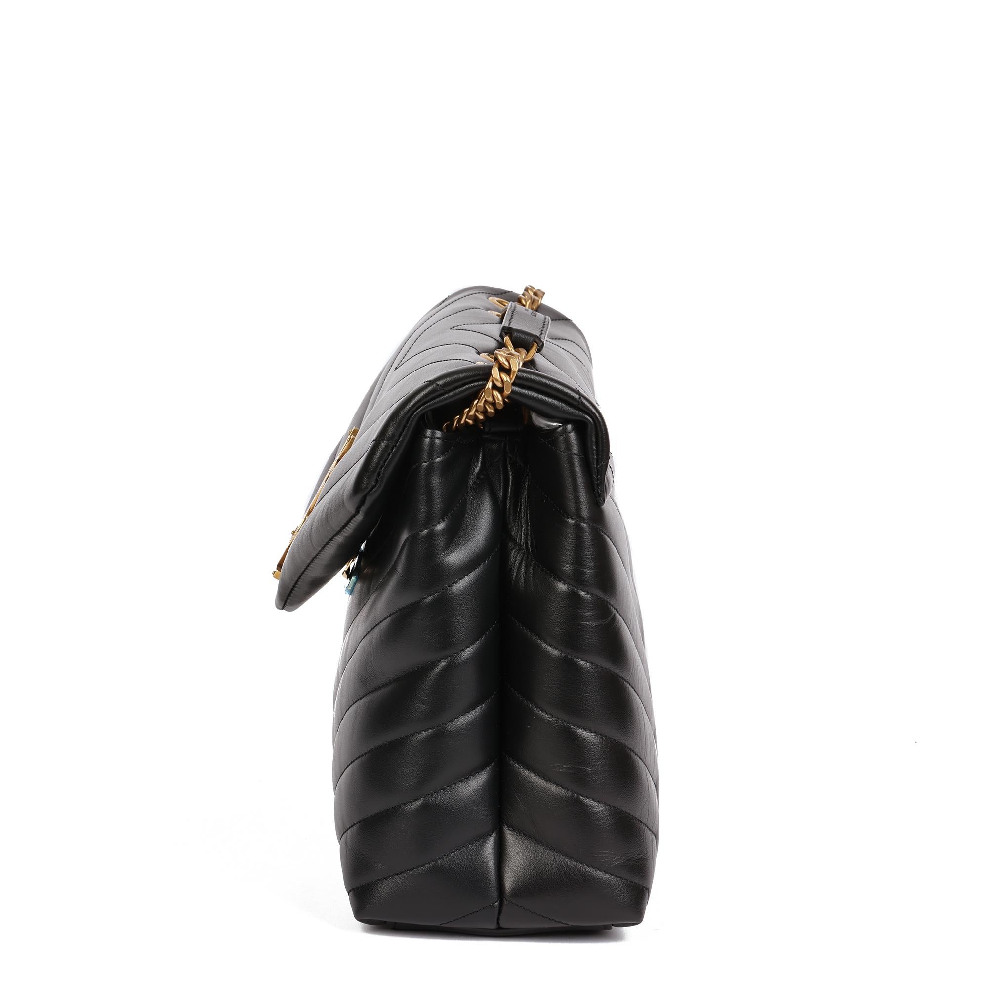 SAINT LAURENT Schwarzes Y gestepptes Kalbsleder Medium Loulou im Zustand „Hervorragend“ in Bishop's Stortford, Hertfordshire