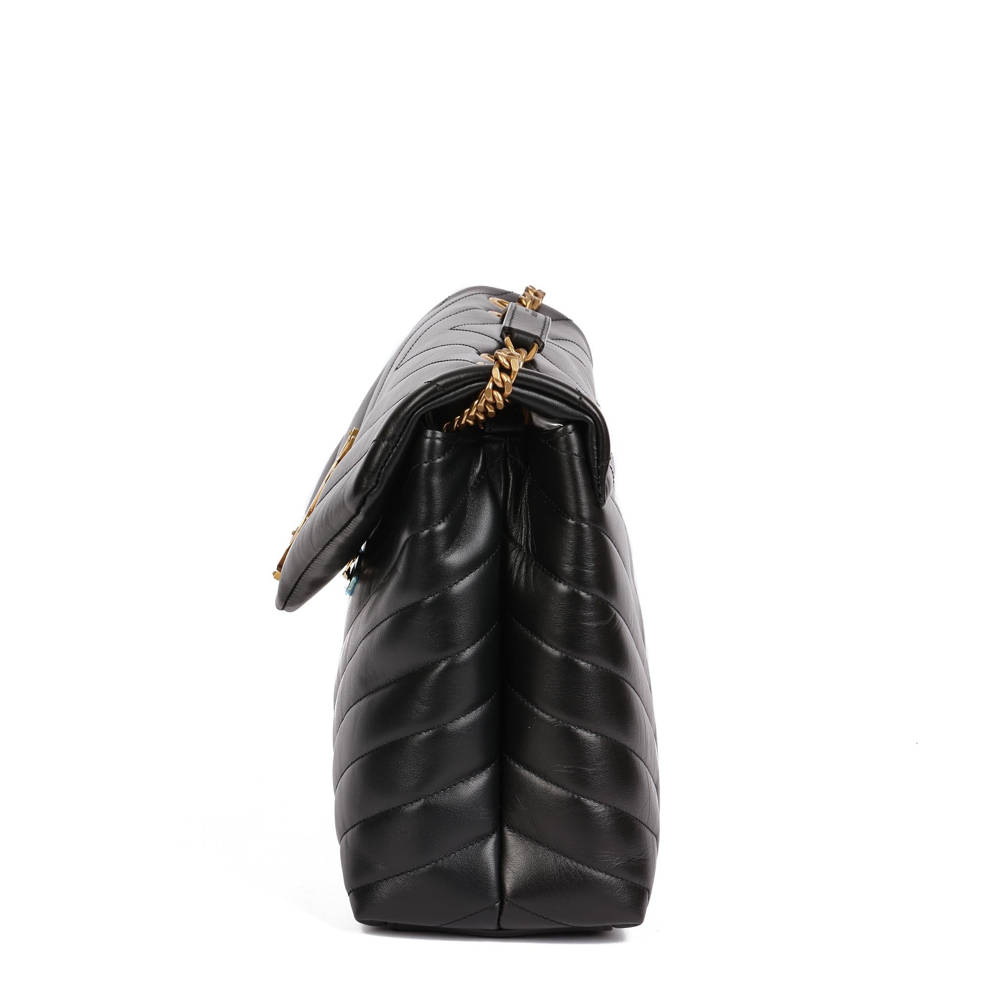 Women's SAINT LAURENT Black Y Quilted Calfskin Leather Medium Loulou