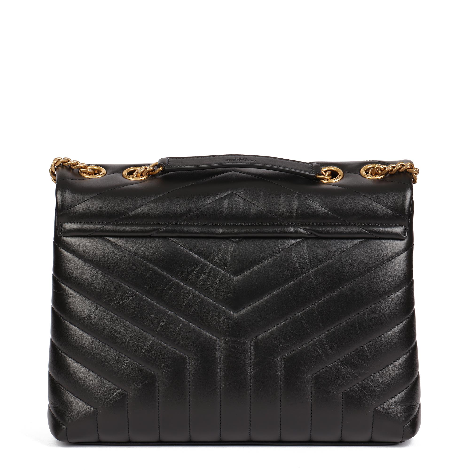 SAINT LAURENT Schwarzes Y gestepptes Kalbsleder Medium Loulou Damen