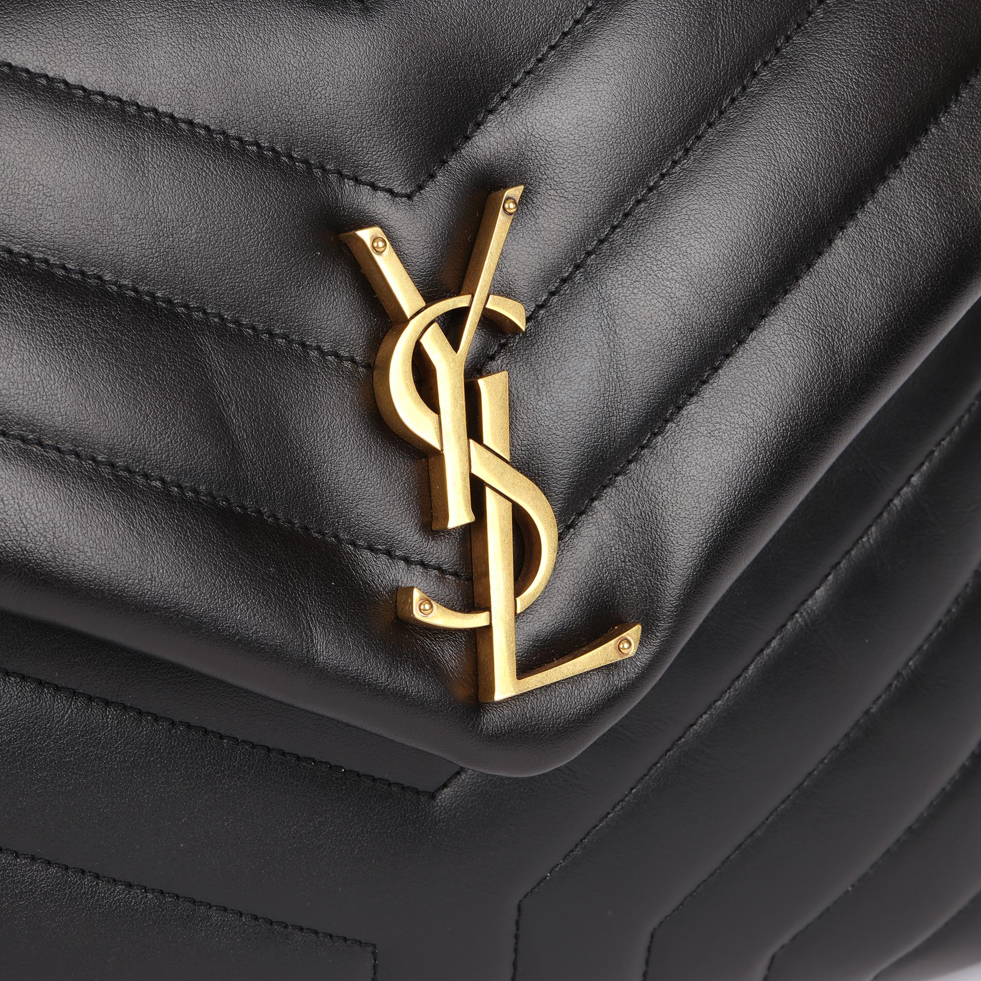 SAINT LAURENT Schwarzes Y gestepptes Kalbsleder Medium Loulou 2