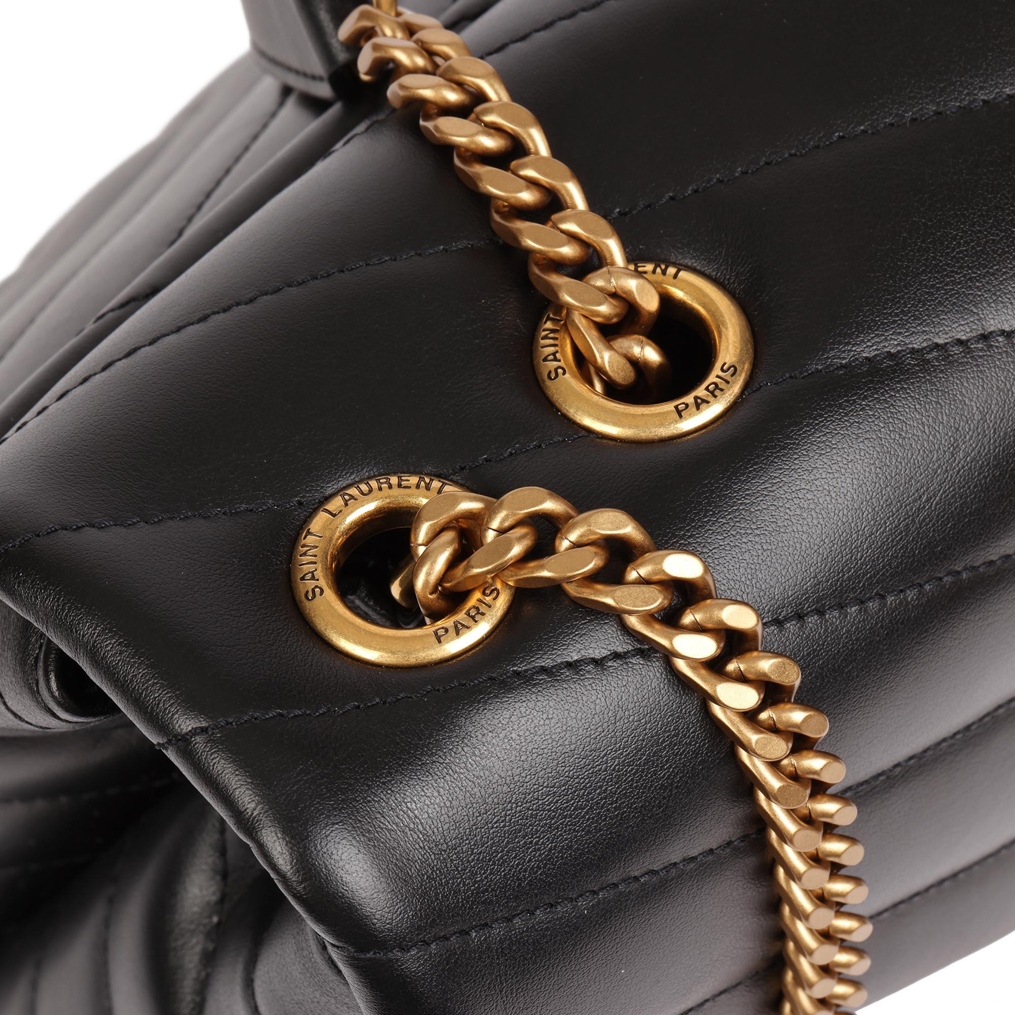 SAINT LAURENT Schwarzes Y gestepptes Kalbsleder Medium Loulou 3