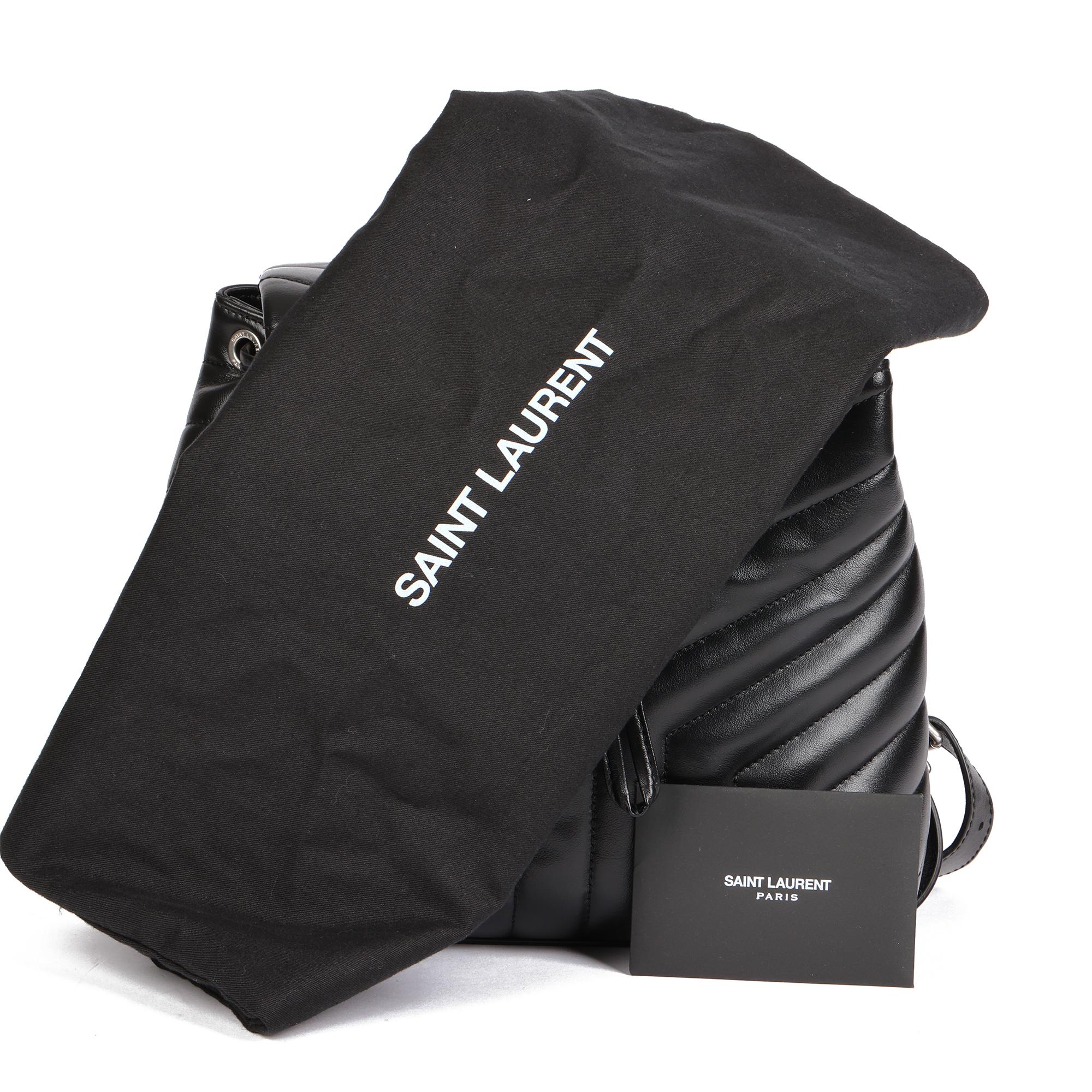 SAINT LAURENT Black Y Quilted Calfskin Leather Small LouLou Backpack 4
