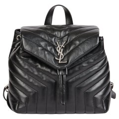 SAINT LAURENT Black Y Quilted Calfskin Leather Small LouLou Backpack
