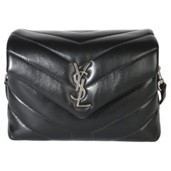 Saint Laurent Black Y Quilted Calfskin Monogram Toy Loulou Crossbody