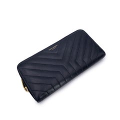 Saint Laurent Black Y Quilted Leather Continental Zippy Long Wallet