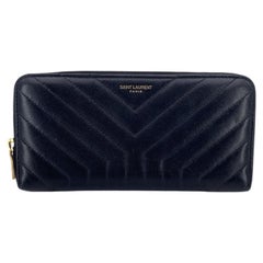 Saint Laurent Black Y Quilted Leather Continental Zippy Long Wallet