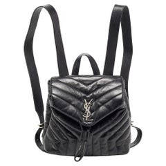 Saint Laurent Black Y Quilted Leather Loulou Backpack