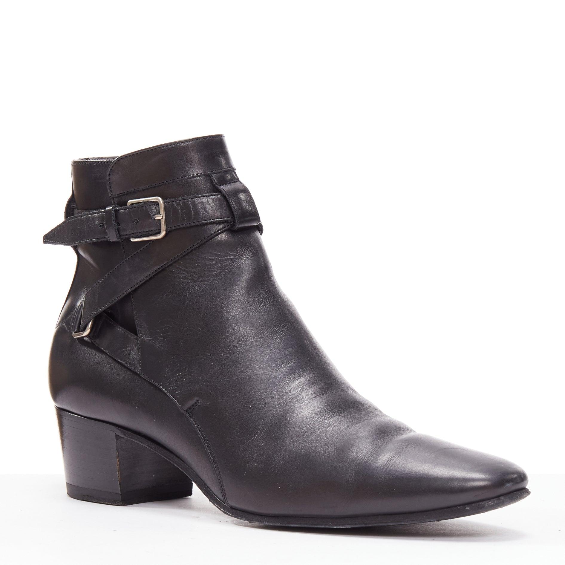 SAINT LAURENT Blake black leather silver buckle motorcycle jodphur boot EU37
Reference: LNKO/A02365
Brand: Saint Laurent
Model: Blake
Material: Leather
Color: Black, Silver
Pattern: Solid
Closure: Buckle
Lining: Black Leather
Extra Details: Smooth