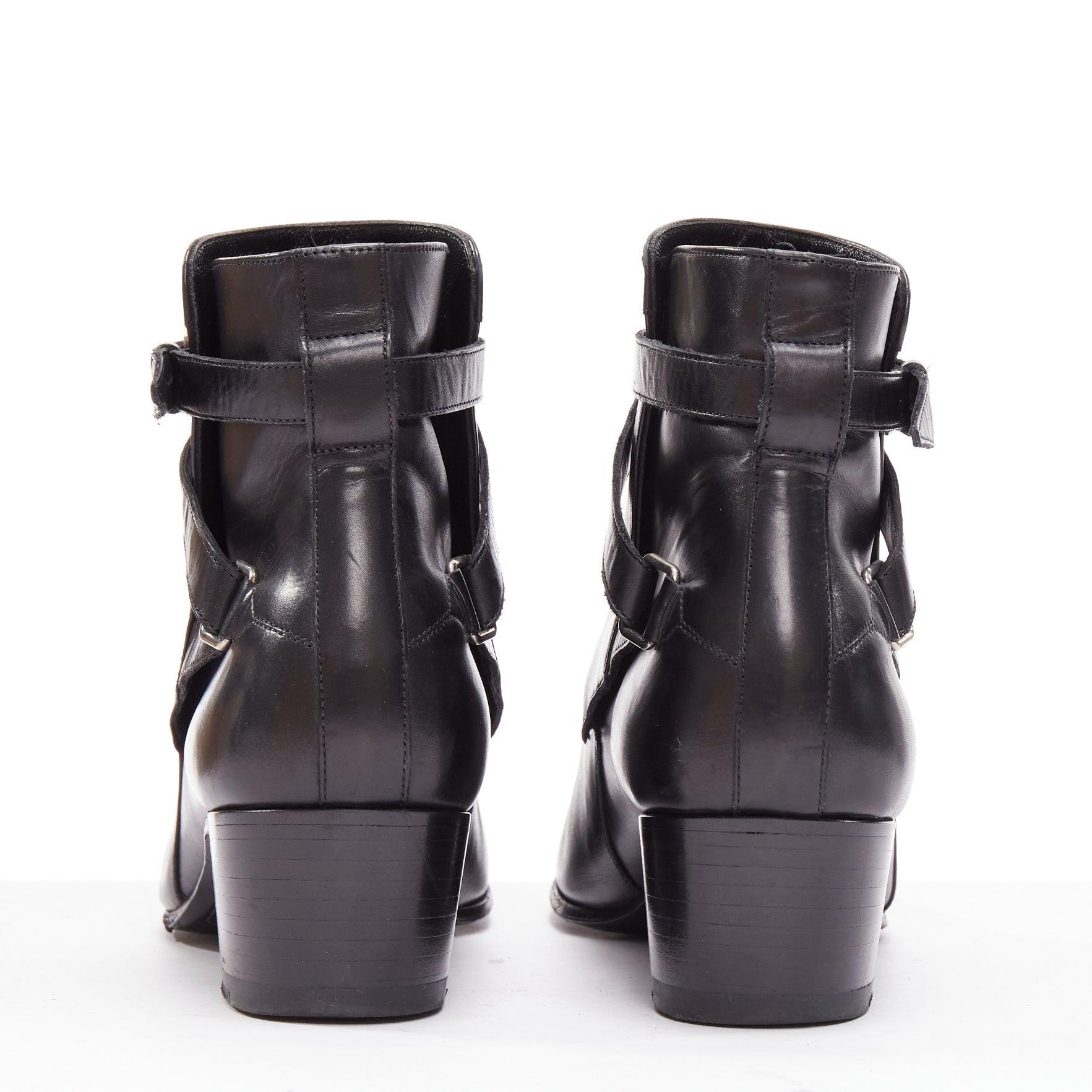 SAINT LAURENT Blake black leather silver buckle motorcycle jodphur boot EU37 1