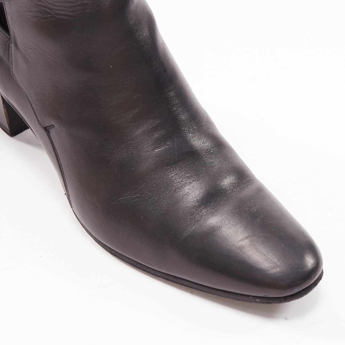 SAINT LAURENT Blake black leather silver buckle motorcycle jodphur boot EU37 3