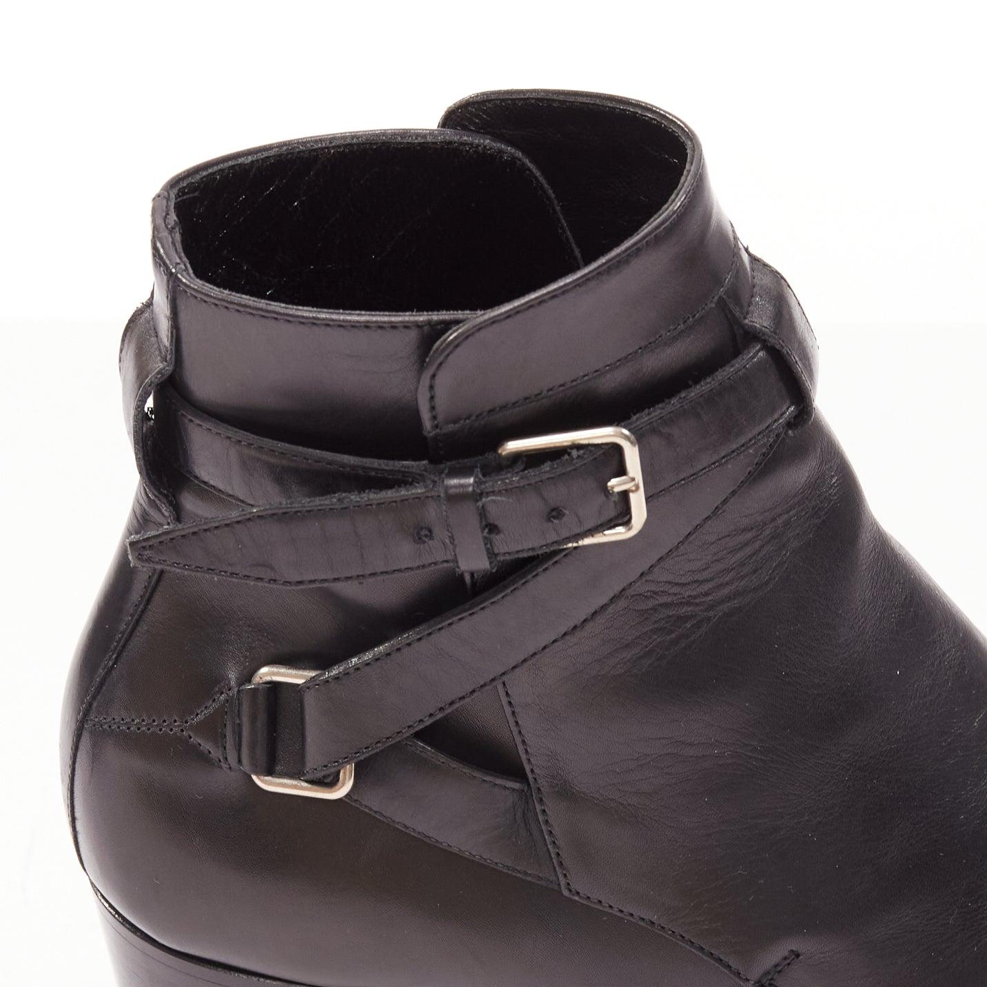 SAINT LAURENT Blake black leather silver buckle motorcycle jodphur boot EU37 4