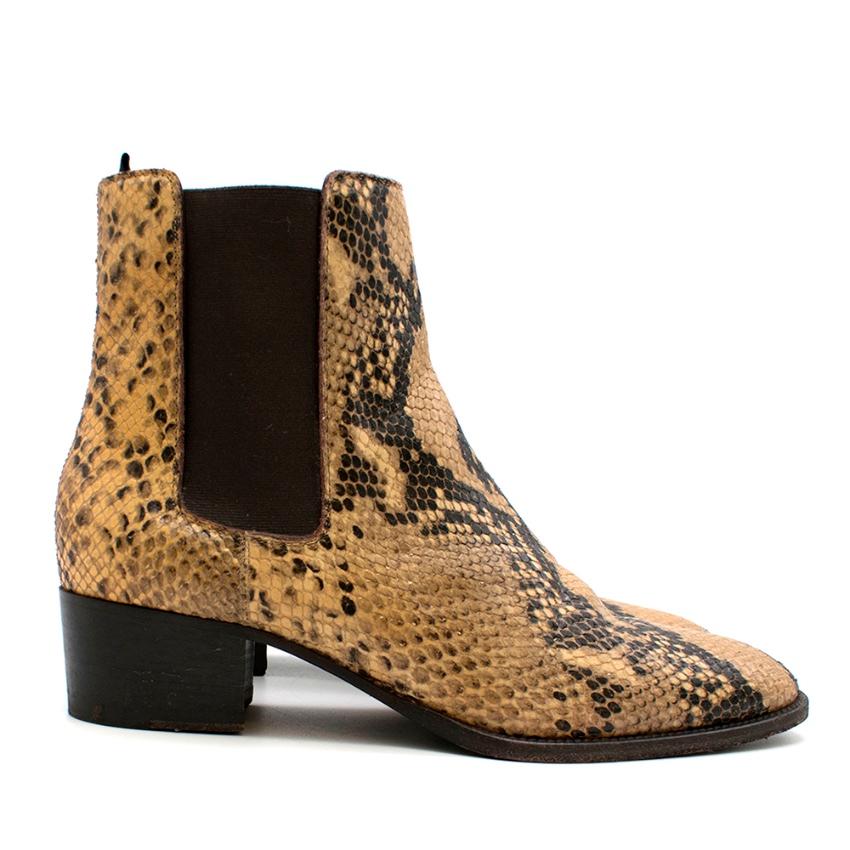 Saint Laurent Blake python-effect leather ankle boots

- Tonal-tan and brown python-effect leather
- Pull on
- Printed and embossed to resemble python
- Stacked heel 
- Elasticated side panels 
- Pointed Toe 

Made in Italy 

Please note, these