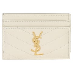 Saint Laurent Blanc Vintage Grain De Poudre Matelasse Cassandre Kartenetui