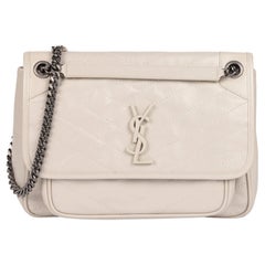 SAINT LAURENT Blanc Vintage-Leder aus geknittertem Lammfell Medium Niki