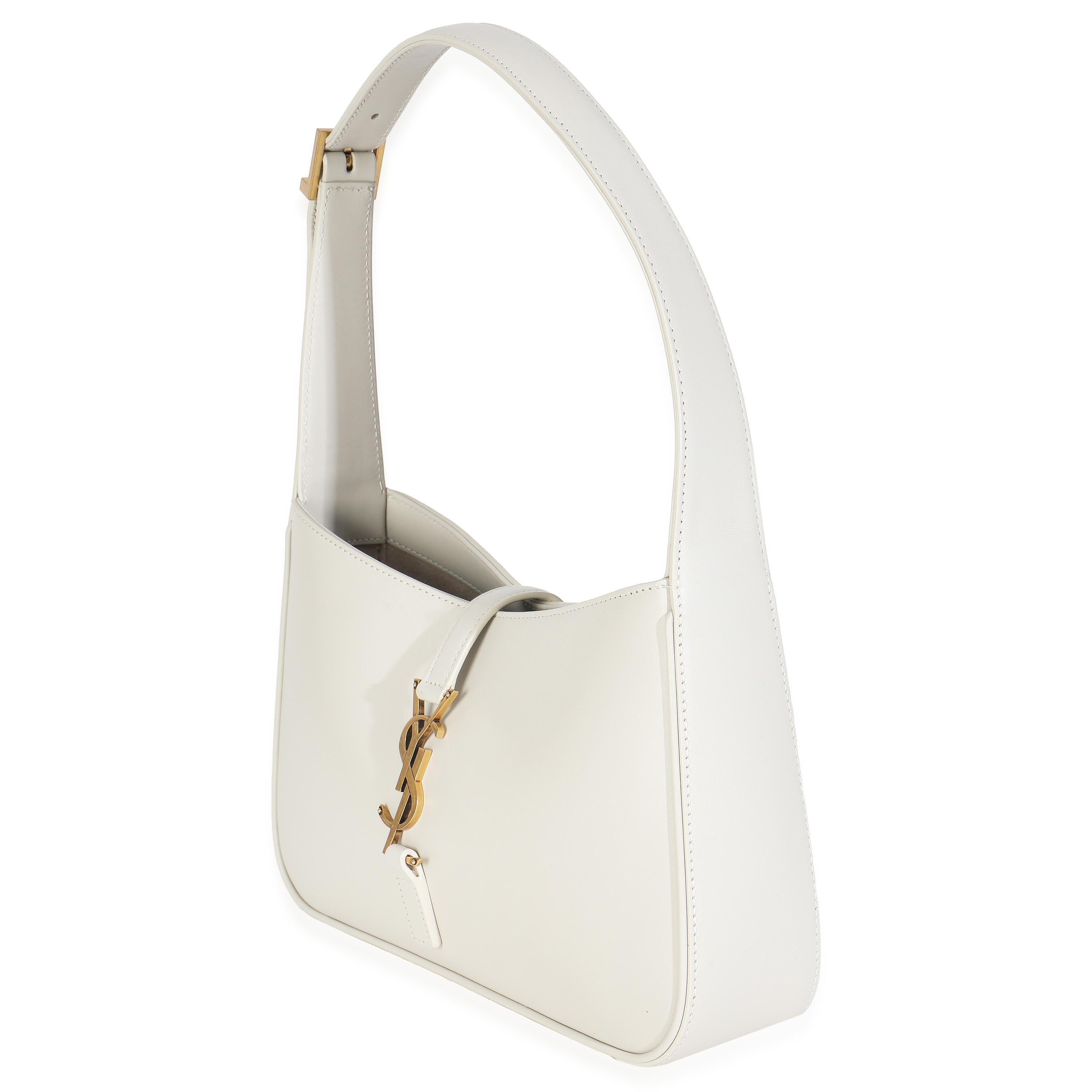 Saint Laurent Blanc Vintage Smooth Calfskin Medium Le 5 A 7 Hobo In Excellent Condition For Sale In New York, NY