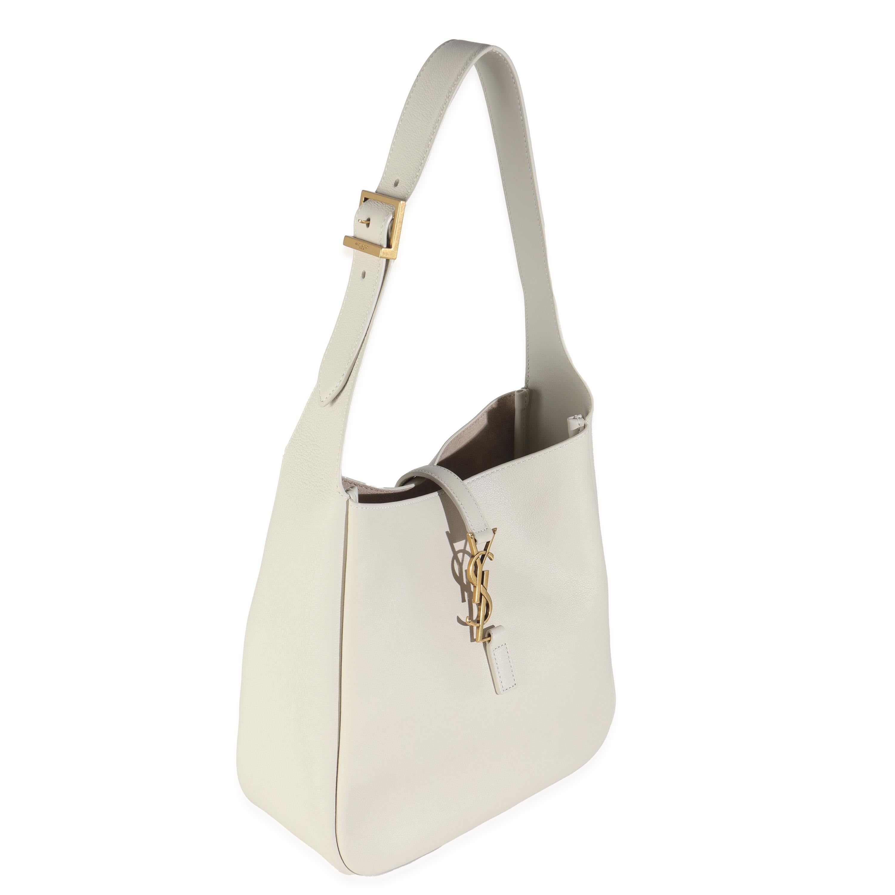 Beige Saint Laurent Blanc Vintage Calfskin Smooth Petit Hobo Le 5 A 7 en vente