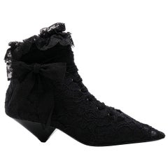 Saint Laurent Blaze 45 Black Lace Up Low Ankle Boots Size 36.5