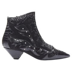 SAINT LAURENT Botín Blaze 45 negro de ante con tachuelas EU37