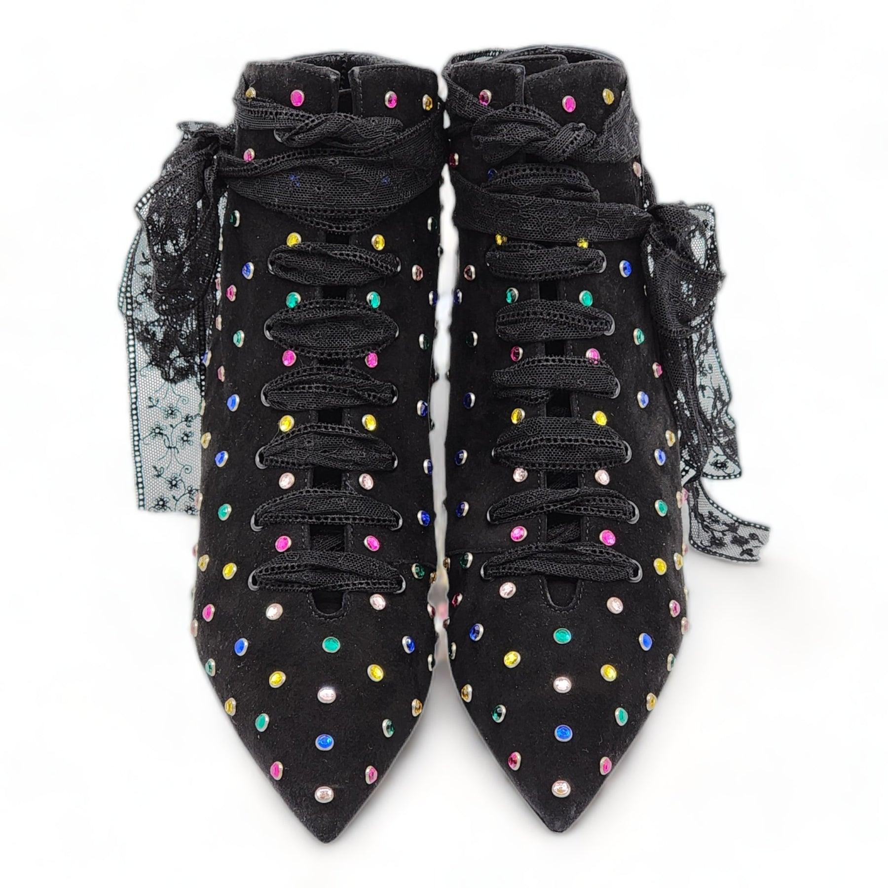 Nero Saint Laurent Blaze Stivali con cristalli in vendita