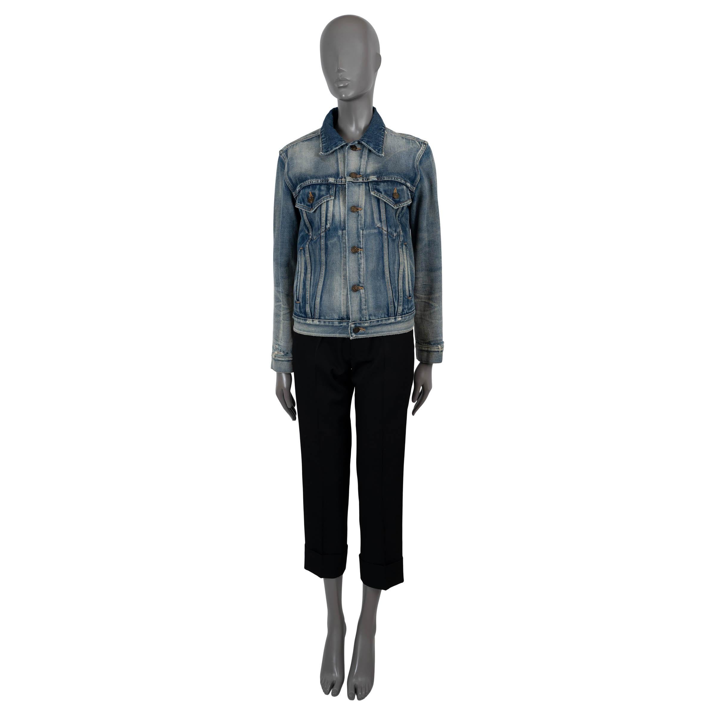 SAINT LAURENT blue acid washed 2016 STUDDED DENIM Jacket S In Excellent Condition For Sale In Zürich, CH