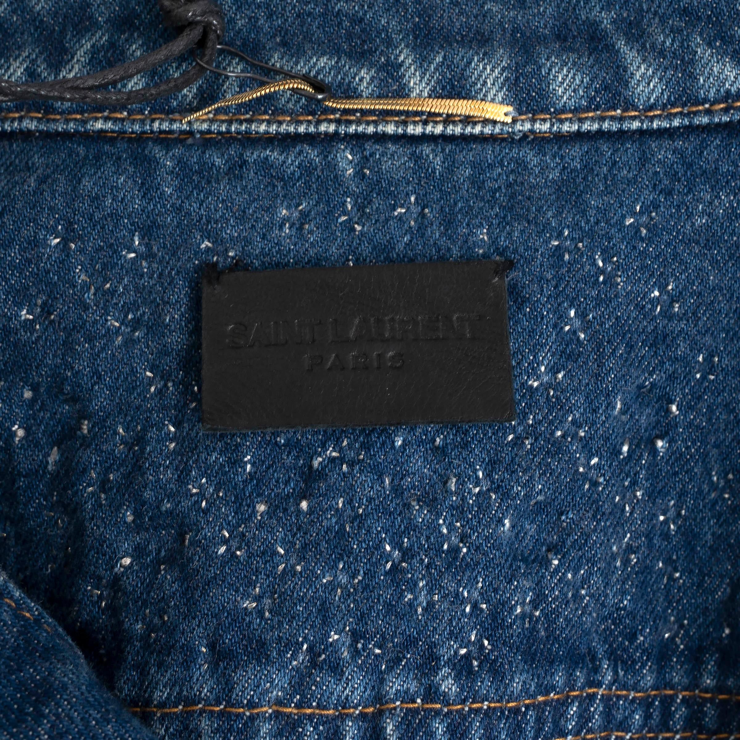 SAINT LAURENT blue acid washed 2016 STUDDED DENIM Jacket S For Sale 1
