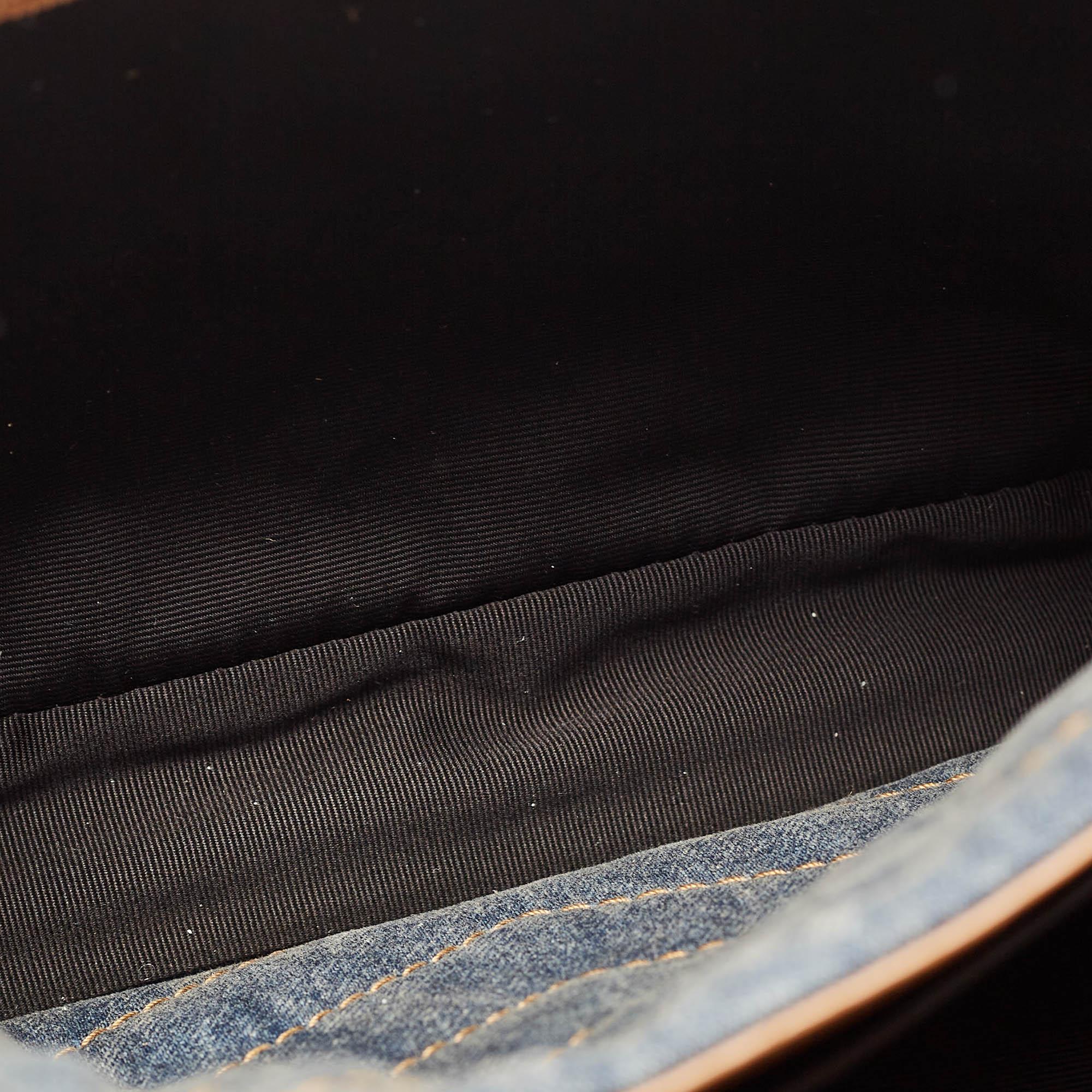 Saint Laurent Blue/Beige Matelasse Denim and Suede Medium Niki Shoulder Bag 6