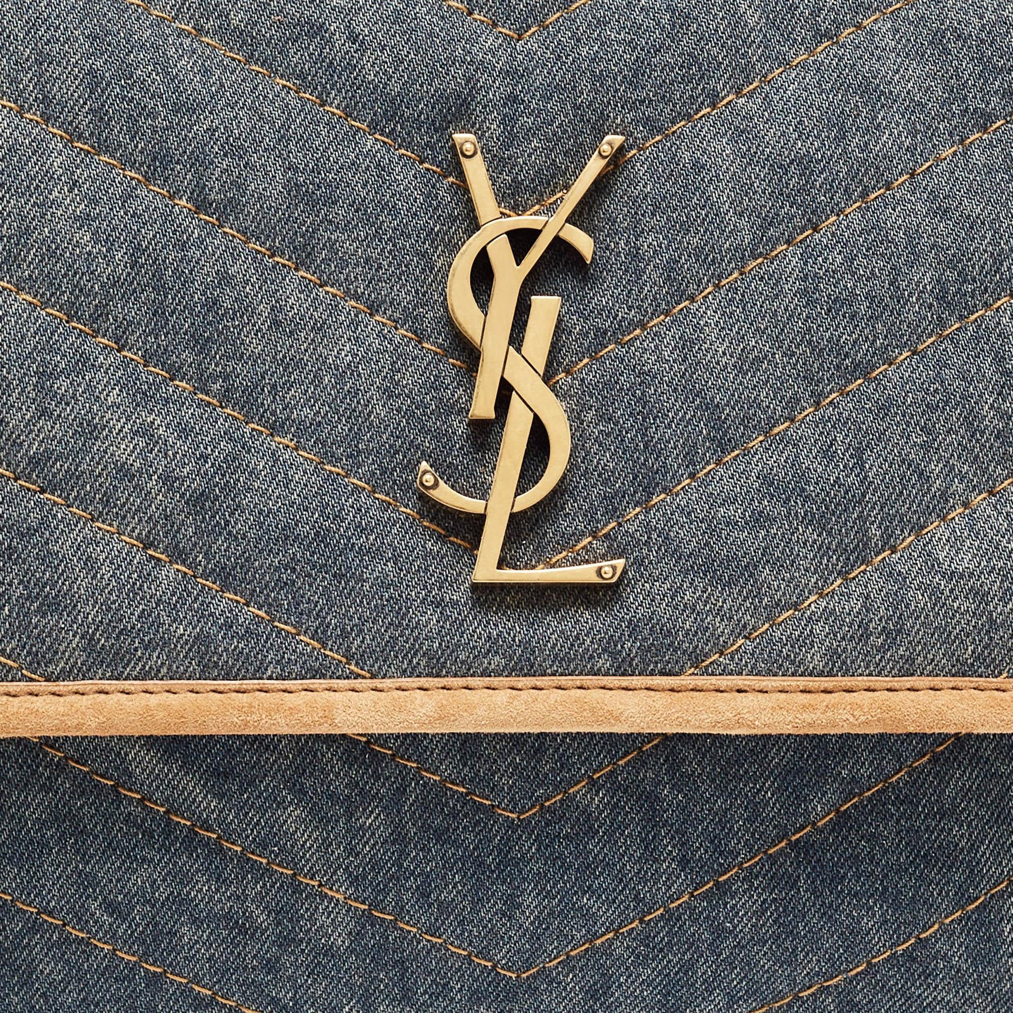 Saint Laurent Blue/Beige Matelasse Denim and Suede Medium Niki Shoulder Bag 1