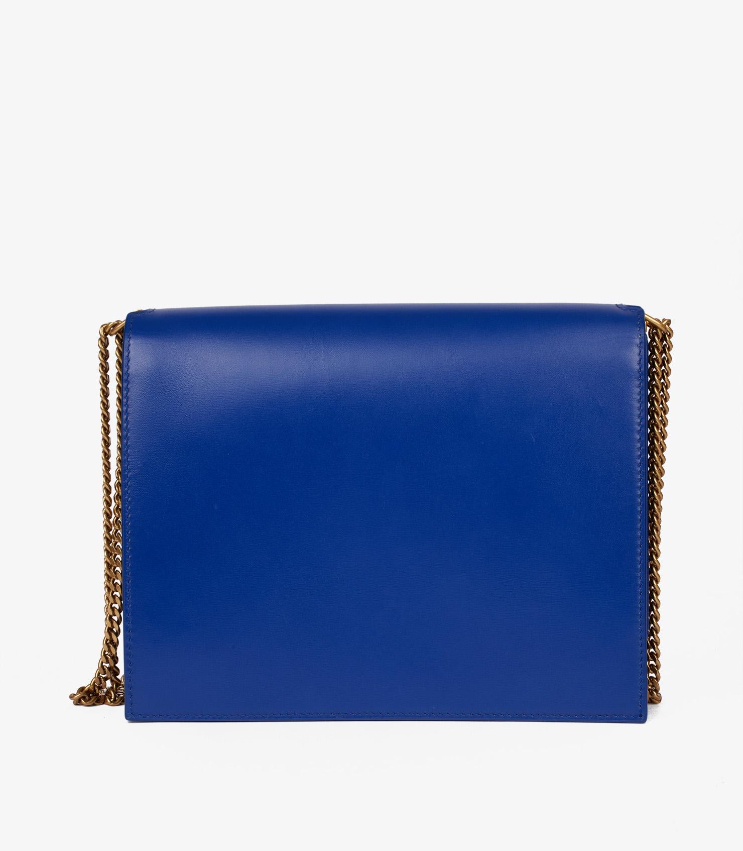 Saint Laurent Blue Calfskin Leather & Suede Medium Cassandra For Sale 2
