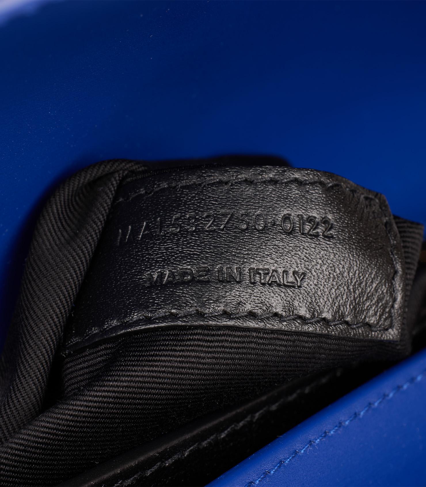 Saint Laurent Blue Calfskin Leather & Suede Medium Cassandra For Sale 5