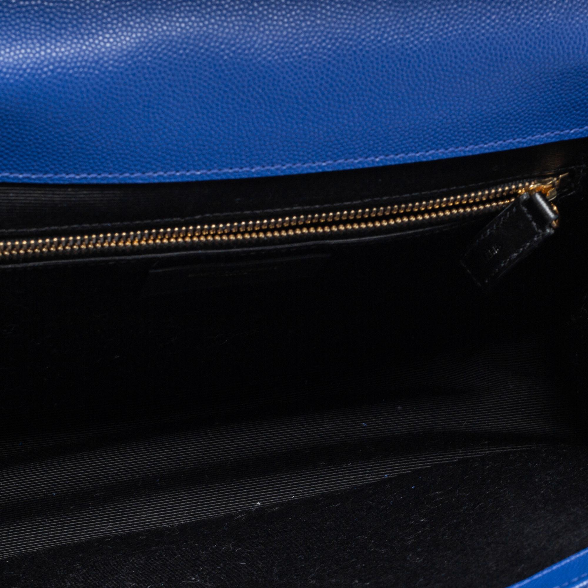 Saint Laurent Blue Chevron Quilted Leather Monogram Envelope Shoulder Bag 4