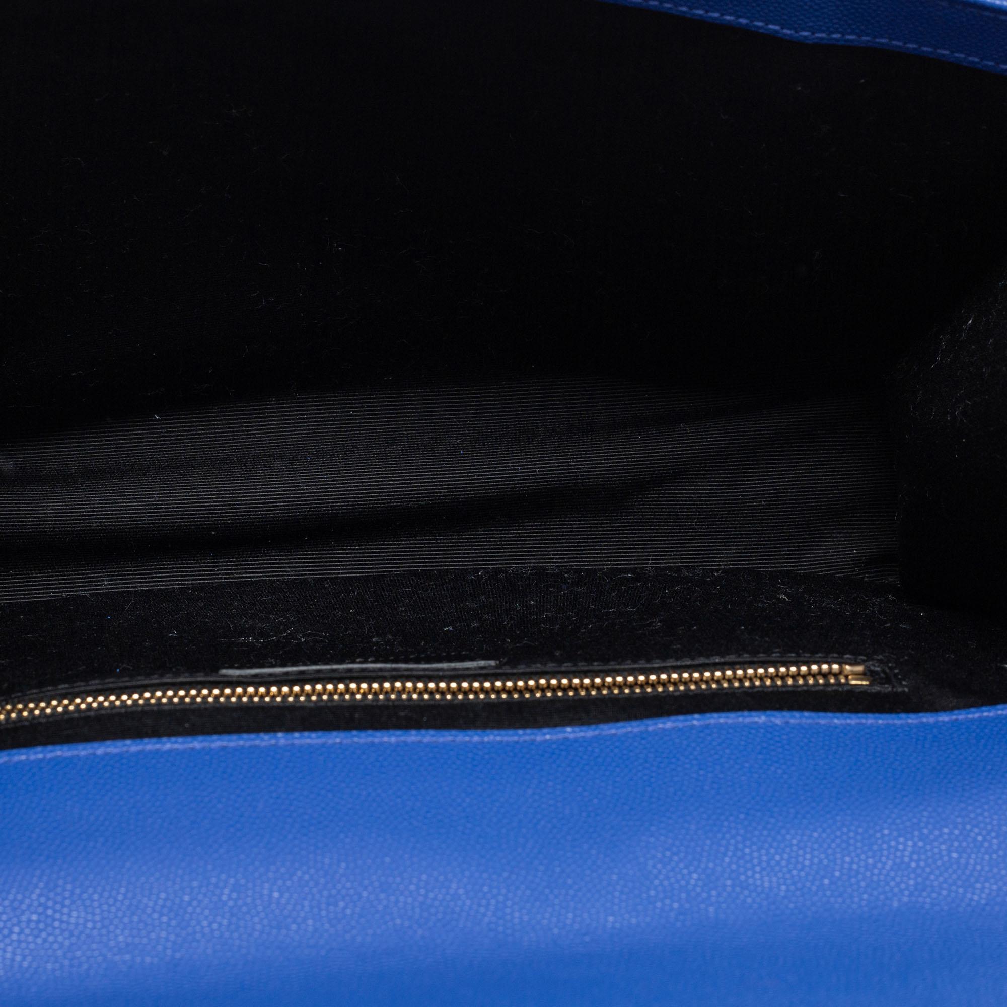 Saint Laurent Blue Chevron Quilted Leather Monogram Envelope Shoulder Bag 5
