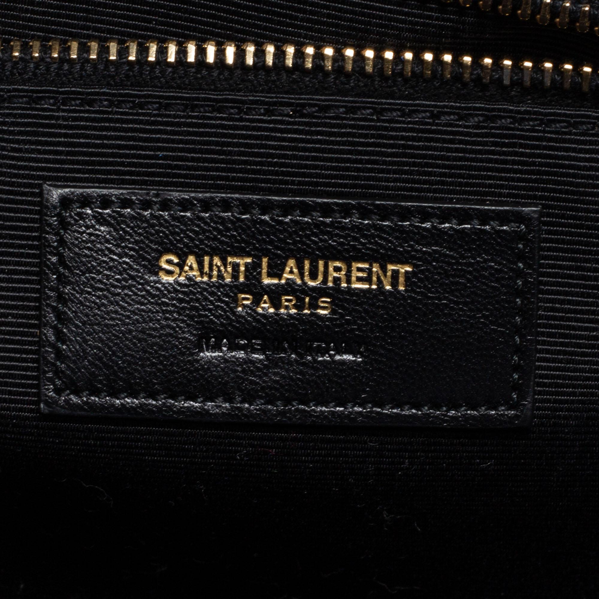 Saint Laurent Blue Chevron Quilted Leather Monogram Envelope Shoulder Bag 6