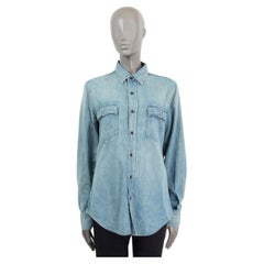 SAINT LAURENT Blaues Baumwollhemd mit Knopfleiste aus FADED DENIM M