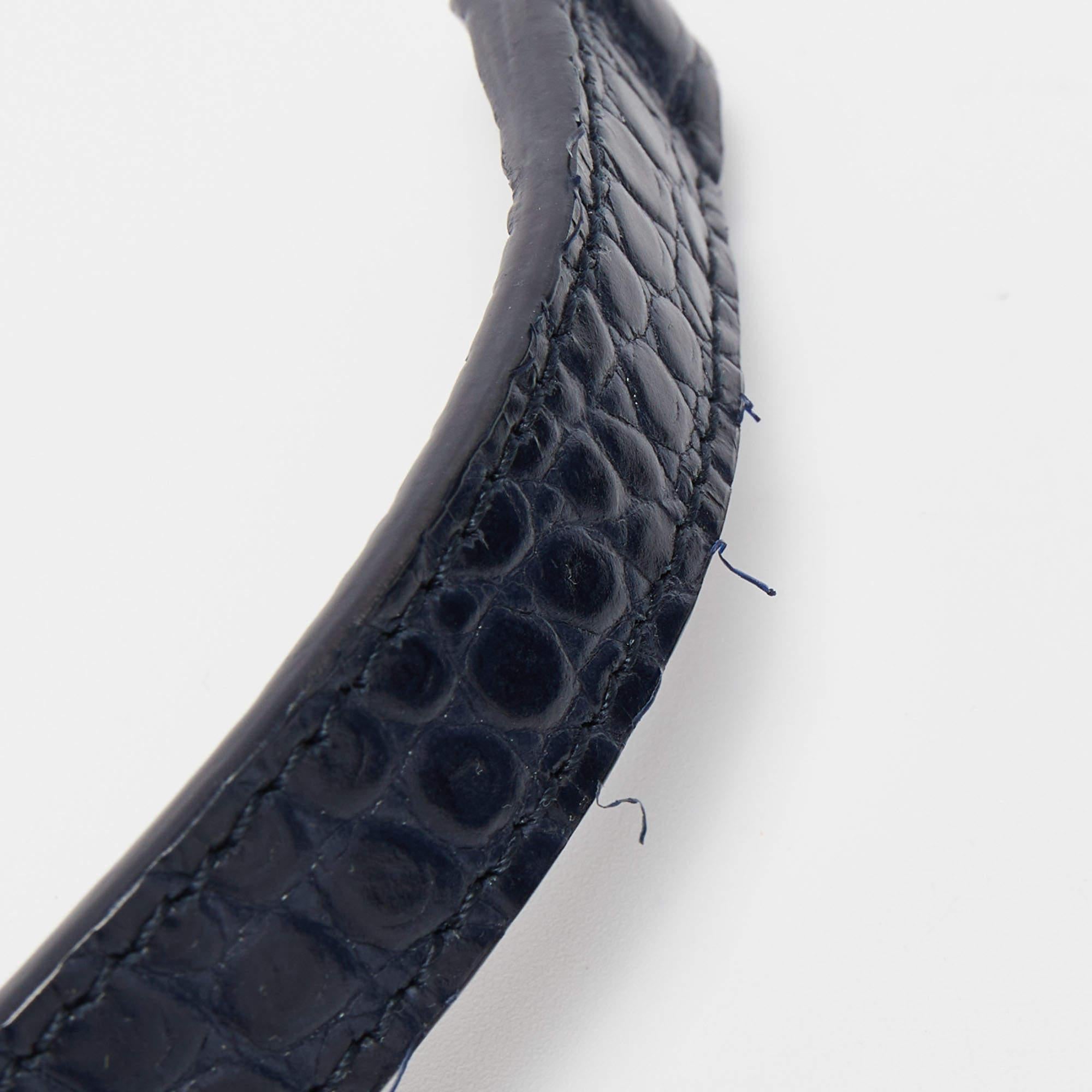 Saint Laurent Blue Croc Embossed Leather Nano Classic Sac De Jour Tote 4