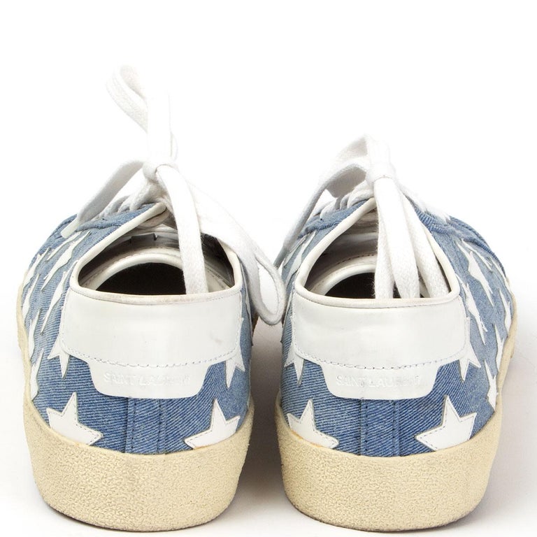 Saint Laurent  Saint Laurent Denim Blue Star Sneakers with White Laces Size 38 display picture 1