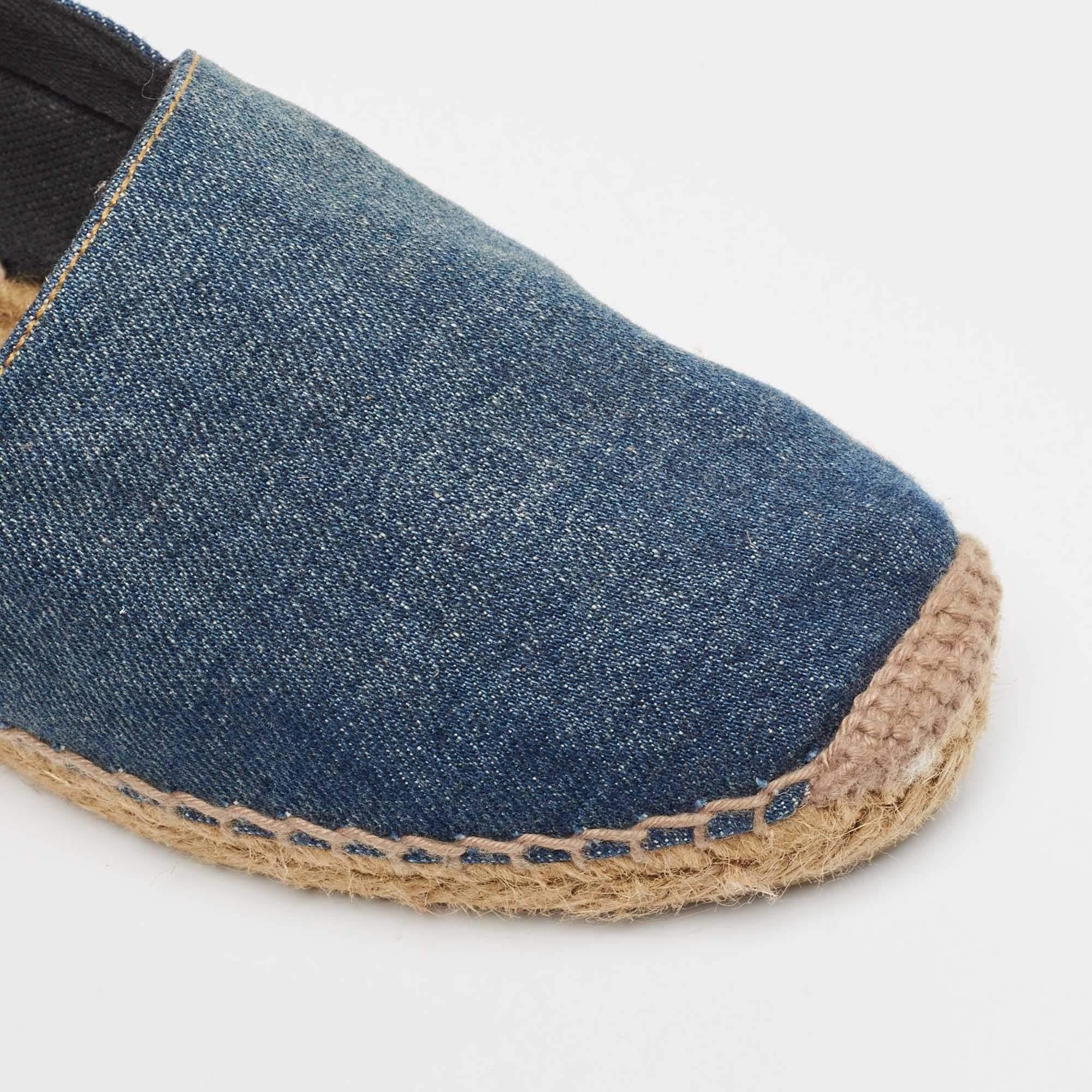 Saint Laurent  Blue Denim Espadrille Flats Size 36.5 For Sale 2