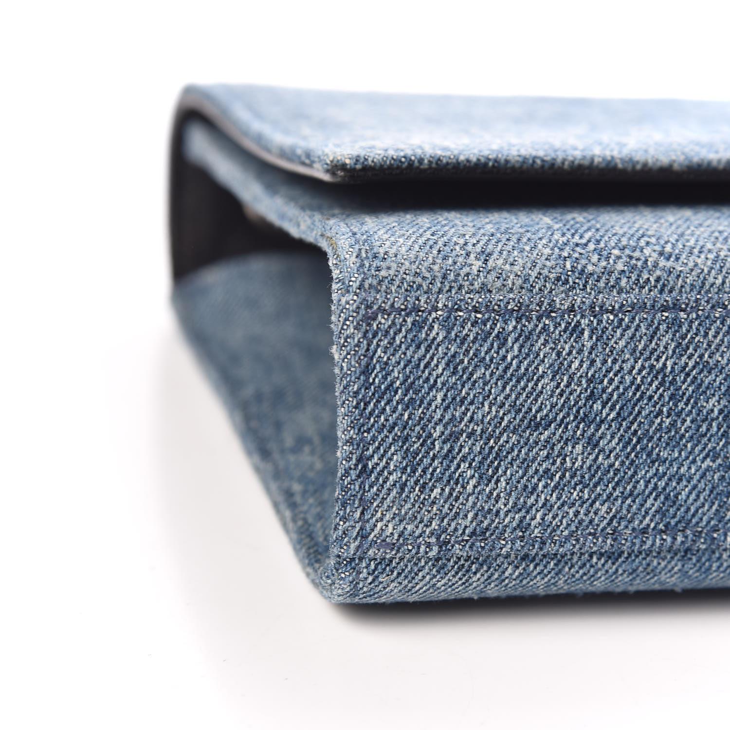 Women's Saint Laurent Blue Denim Monogram Kate Woc Bag For Sale