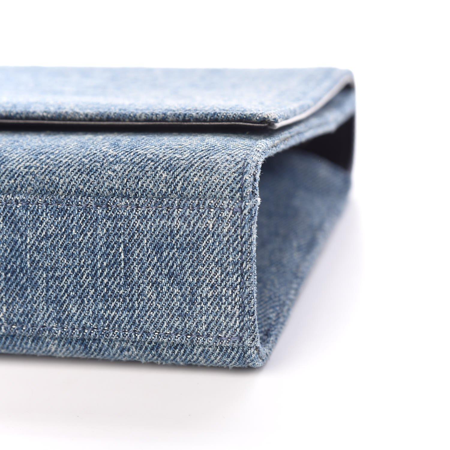 Saint Laurent Blue Denim Monogram Kate Woc Bag For Sale 1