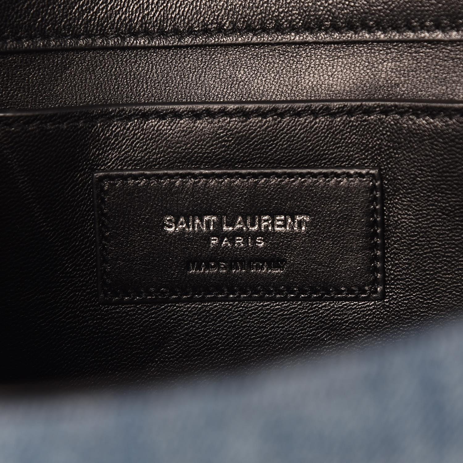 Saint Laurent Blue Denim Monogram Kate Woc Bag For Sale 4